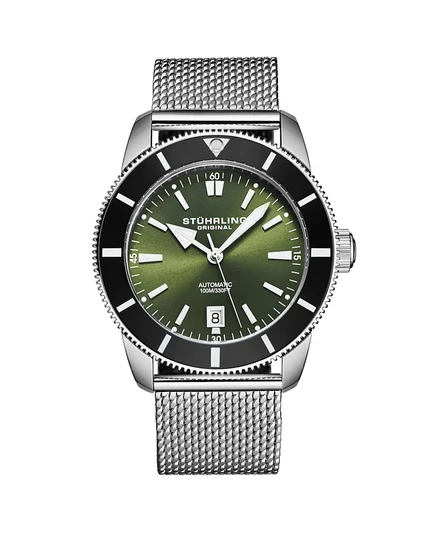 Мужские часы Stuhrling Marinier 4079 автомат, 42 мм, зеленые