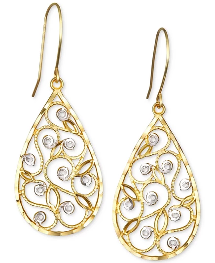 Серьги Macy's двухцветные филигранные 10k, золотистые