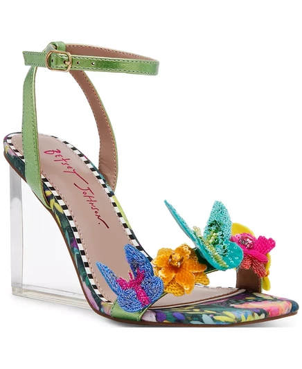  Женские босоножки Apolo Butterfly Lucite на танкетке black multi