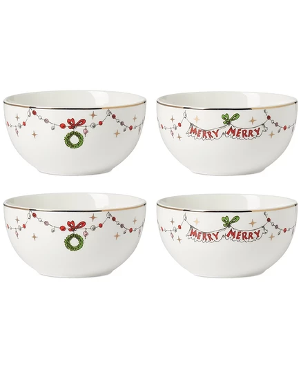Набор из 4 мисок Lenox Merry Grinchmas, зеленый и цвета слоновой кости
