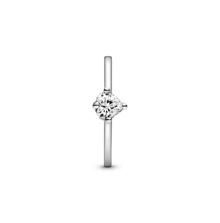 Кольцо-пасьянс из чистого серебра Pandora с прозрачным сердечком sterling silver