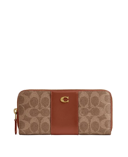 Женский кошелек Coach Signature Accordion, коричневый