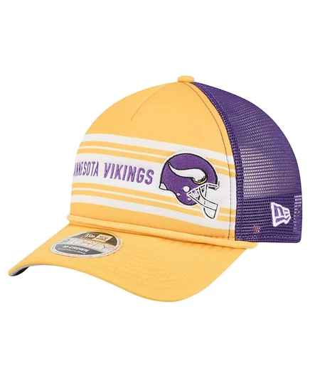 Мужская золотая шляпа New Era Minnesota Vikings Linear A-образной формы с регулируемой длиной 9 футов, золотая
