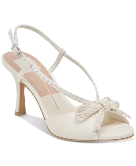 Женские босоножки Dolce Vita Lonny Pearl с открытым носком и бантом под платье white satin