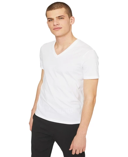 Мужская футболка AX Armani Exchange Pima V‑вырез, белая
