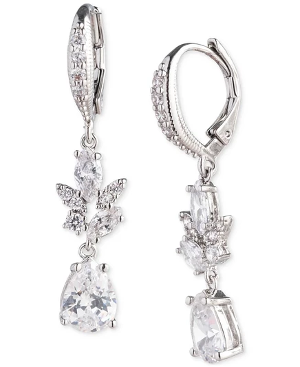 Женские серьги Givenchy двойные с кубическим цирконием, серебристые, 3,4 см