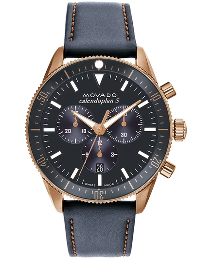 Мужские часы Movado Calendoplan S 42 мм с серым ремешком