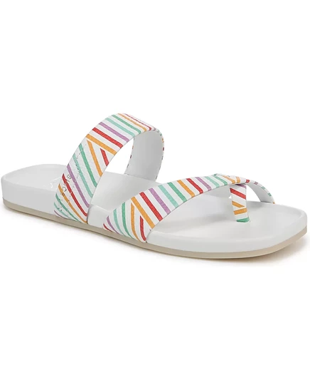  Женские босоножки на плоской подошве с открытым квадратным носком Estella white/rainbow faux leather
