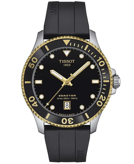 Мужские часы Tissot Seastar 1000 40 мм, черный ремешок
