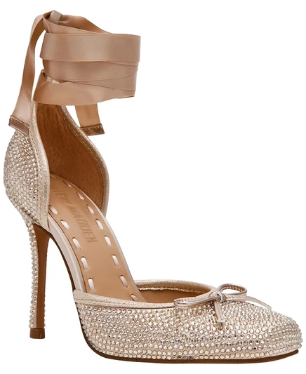 Женские балетные туфли-лодочки на высоком каблуке Steve Madden от Larina, украшенные шнуровкой, золотистого цвета