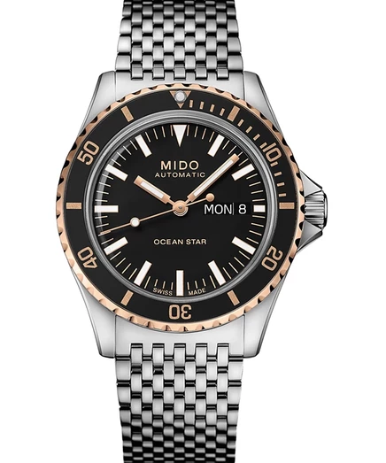 Мужские швейцарские автоматические часы Mido Ocean Star Tribute с браслетом из нержавеющей стали 41 мм серебристого цвета