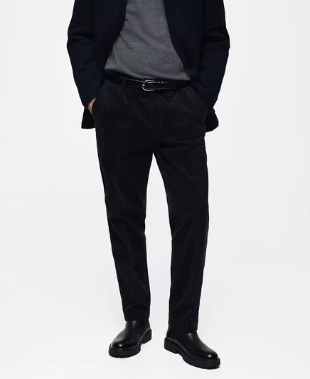 Мужские облегающие вельветовые брюки Mango dark navy