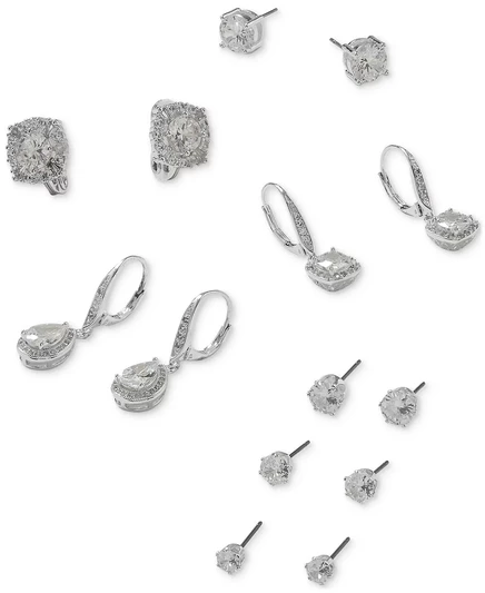 Серьги-клипсы Anne Klein Crystal Solitaire, серебристые