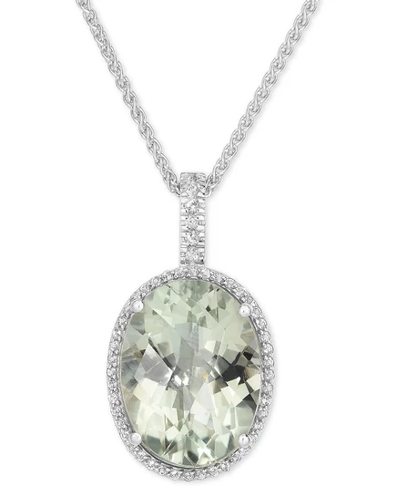 Подвеска-кулон Macy's с зеленым кварцем 15 ct и белым топазом, зеленый кварц