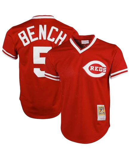 Мужская майка Johnny Bench Red из коллекции Cincinnati Reds Cooperstown для тренировок в сетчатом стиле большого и высокого роста, красная
