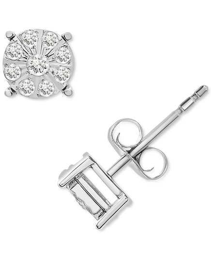 Серьги-пусеты Macy's Diamond Cluster 0,2 кт, серебро