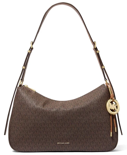 Сумка через плечо с фирменным логотипом Michael Kors Nolita Medium коричнево-бежевого цвета