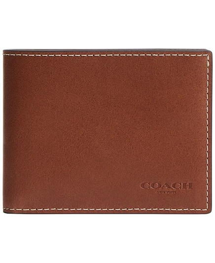 Мужской складной кошелек Coach Slim из кожи, коричневый