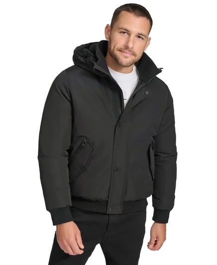 Куртка-бомбер Calvin Klein Arctic Faille с капюшоном на подкладке из шерпа black