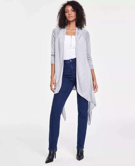 Женский кардиган-водопад, созданный для Macy's   heather belle grey