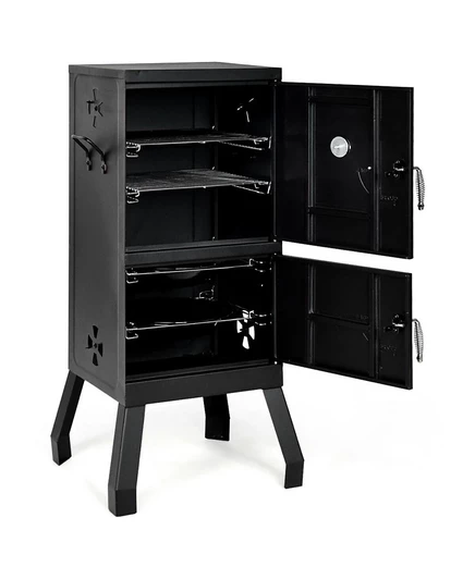 Вертикальный гриль-коптильня GIVIMO Vertical 2-Tier с термометром, черный