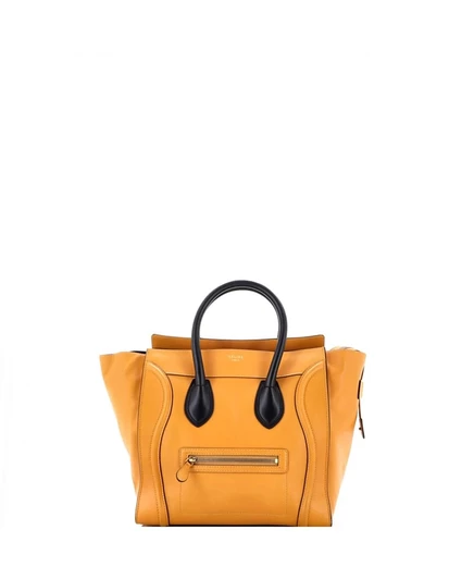 Женская кожаная сумка Pre-Owned Celine Mini Bicolor, оранжевая
