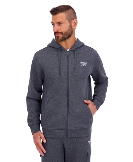 Мужская обычная флисовая толстовка с капюшоном на молнии charcoal heather