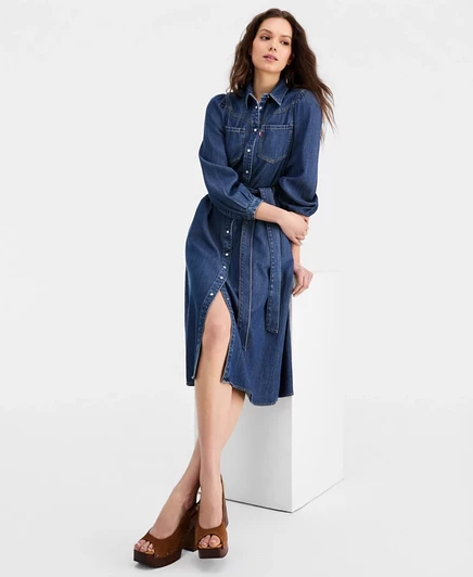 Женское платье Levi's Premium Point Collar макси, синее