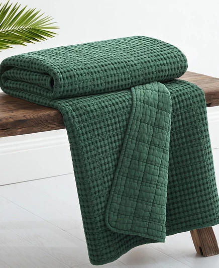 Вафельный стеганый плед Levtex Mills, 152×127 см, зеленый