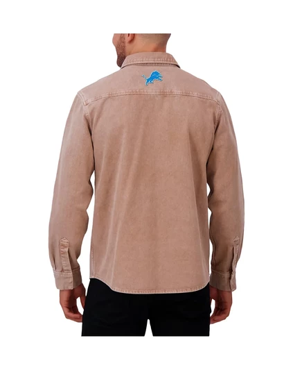 Мужская коричневая рубашка Detroit Lions из коллекции Darius Rucker от Fanatics, окрашенная в коричневый цвет, с длинным рукавом и застежкой на молнию brown