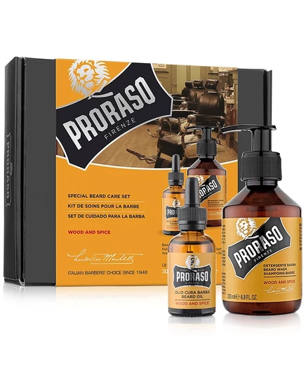 Proraso, 2 шт. Набор для ухода за Густой И Длинной Бородой с ароматом дерева и специй без цвета