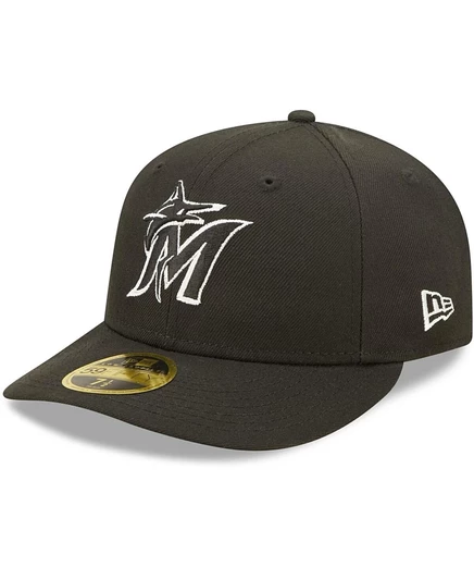 Мужская бейсболка New Era 59FIFTY Miami Marlins, черно-белая