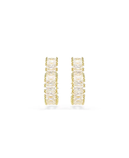 Маленькие белые серьги-кольца atrix с багетной огранкой Swarovski, сердечко, позолоченные gold