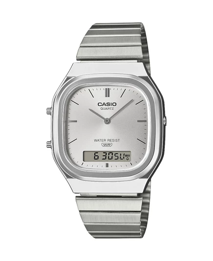 Мужские кварцевые часы Casio, корпус 35,8 мм, серебристые