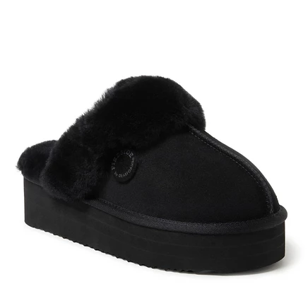 Женские тапочки Dearfoams Fireside Melton с овчиной, черные