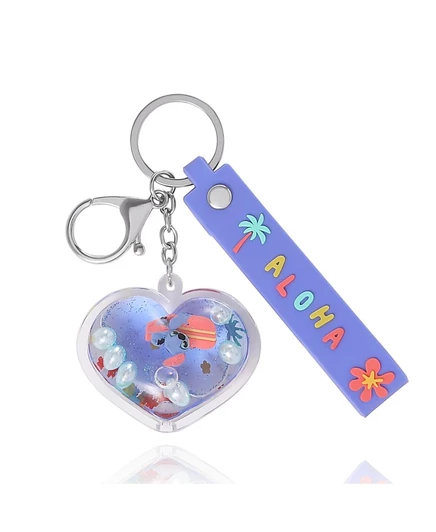 Брелок Disney Stitch в форме сердца с жидкостью, синий