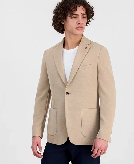 Мужской пиджак Tom Baine Slim-Fit вафельный, бежевый