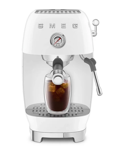 Кофемашина SMEG 50 для приготовления эспрессо и холодной заварки в ретро-стиле белого цвета