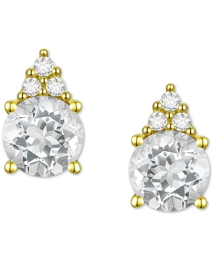 Серьги-гвоздики Macy's с камнями и бриллиантами, золотые