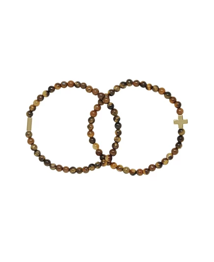 Набор браслетов из бисера с заряженным камнем из 2 частей tiger's eye