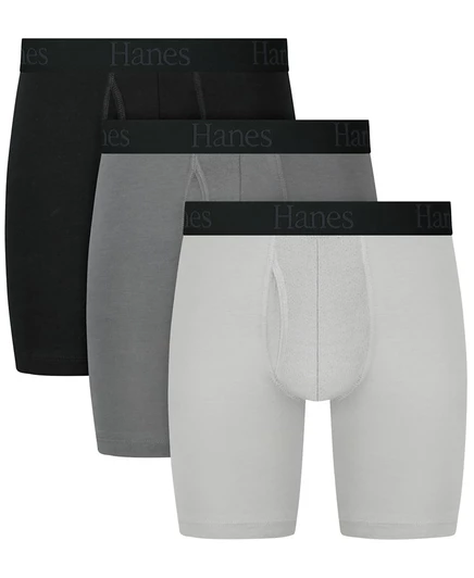 Мужские трусы-боксеры Hanes Ultimate Comfort Flex Fit с длинными штанинами, 3 упаковки multi