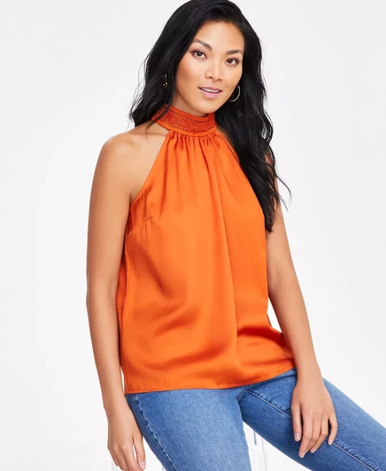  Женский топ на бретелях, связанный крючком, эксклюзивно в Macy's terra cott