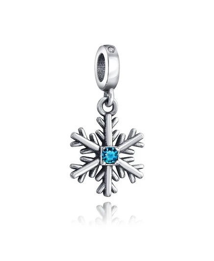 Шарм Bling Jewelry снежинка с синим кристаллом, серебро 925