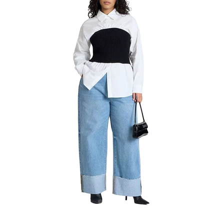 Женские джинсы Eloquii Tall Cuff для полных, синие