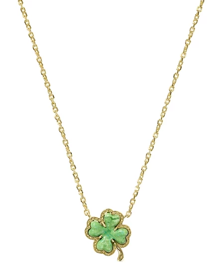 Kendra Scott 14-каратный позолоченный магнезитовый Клевер с регулируемой подвеской диаметром 17-1 / 2 дюйма, зеленое ожерелье