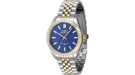 Женские кварцевые часы Invicta 47502 Specialty с 3 стрелками и синим циферблатом gold