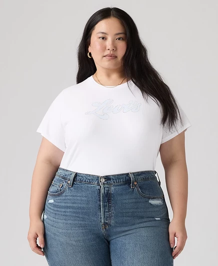 Женская футболка Levi's Perfect Graphic со стразами, белая