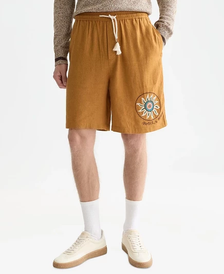 Мужские широкие шорты-бермуды с вышивкой SCOTCH & SODA коричневого цвета