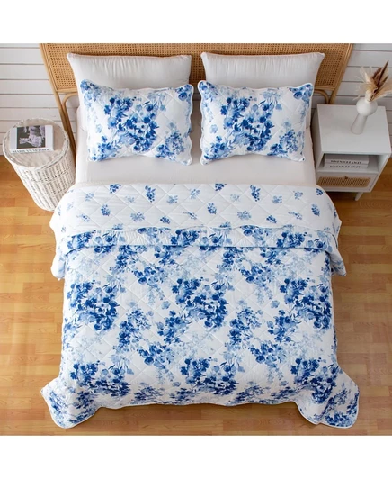 Комплект стёганого покрывала Linery & Co., голубой