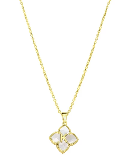 Колье Adornia Initial Floral позолоченное, перламутр, белое